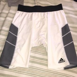 Gray adidas baseball sliding shorts